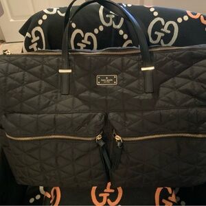 Kate Spade Black Quilted Camella overnight bag